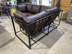 Диван Лофт угловой 2400ш1800г800в450с, кожзам - Конзас 10 brown